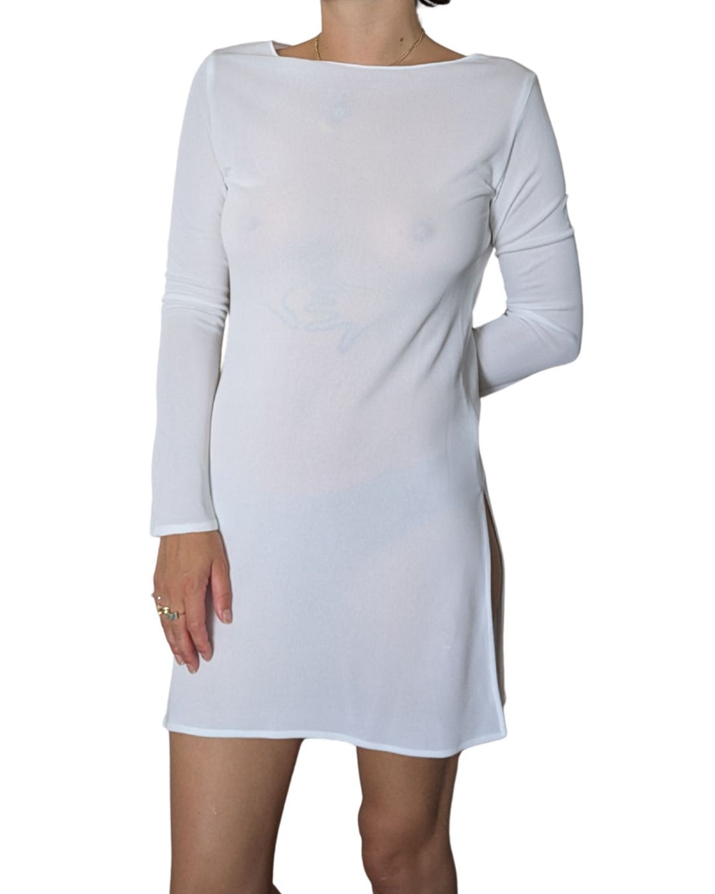 Calvin Klein Collection Spring/Summer 1996 Runway Sheer White Tunic Dress
