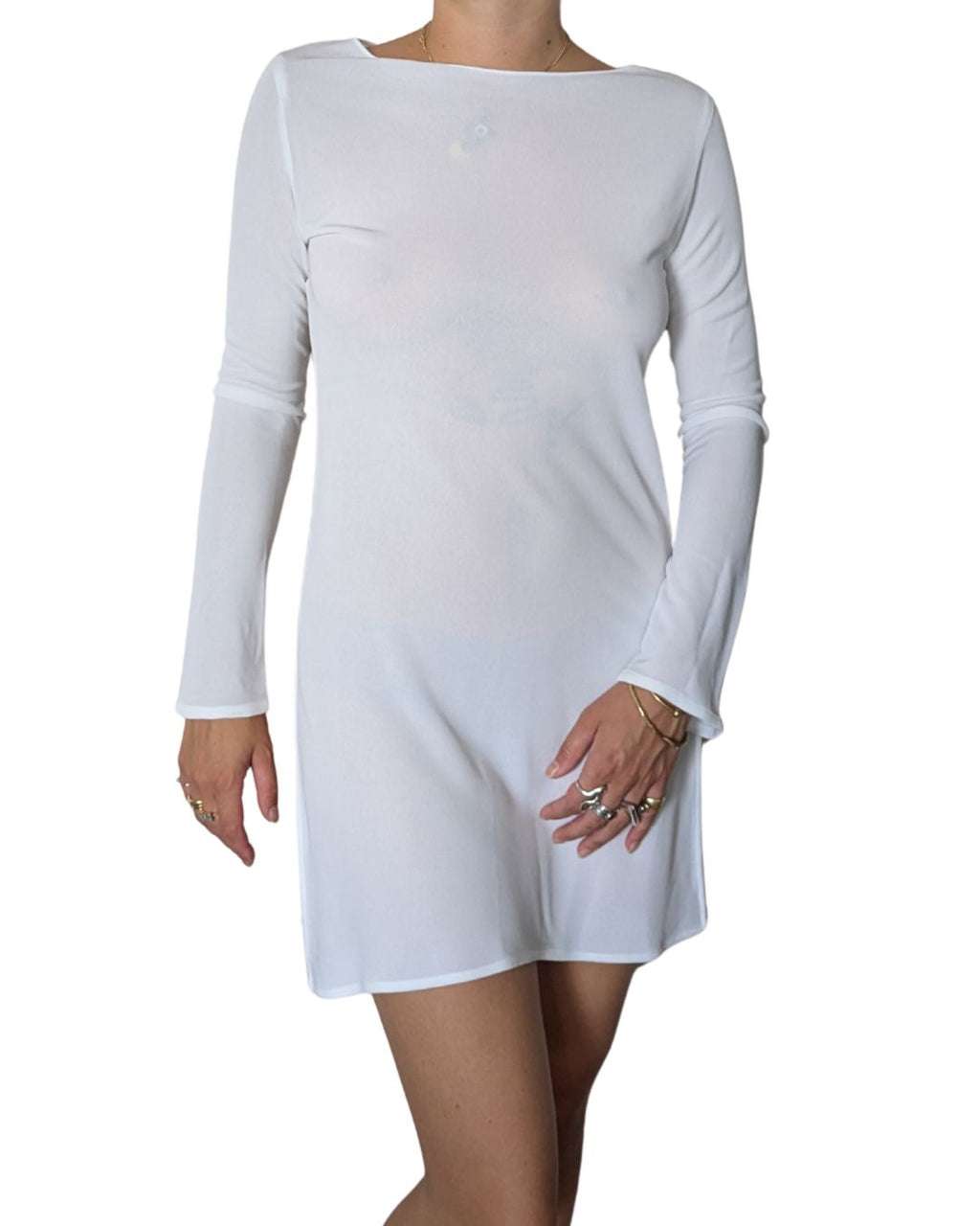 Calvin Klein Collection Spring/Summer 1996 Runway Sheer White Tunic Dress
