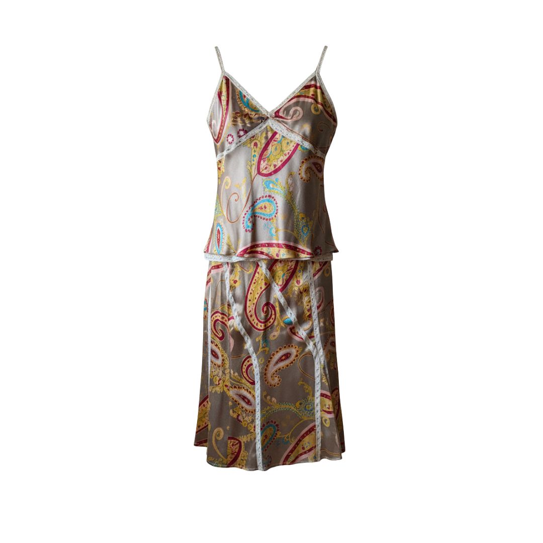 Carolina Herrera 2000s Silk Paisley Two-Piece Set — Camisole & Skirt