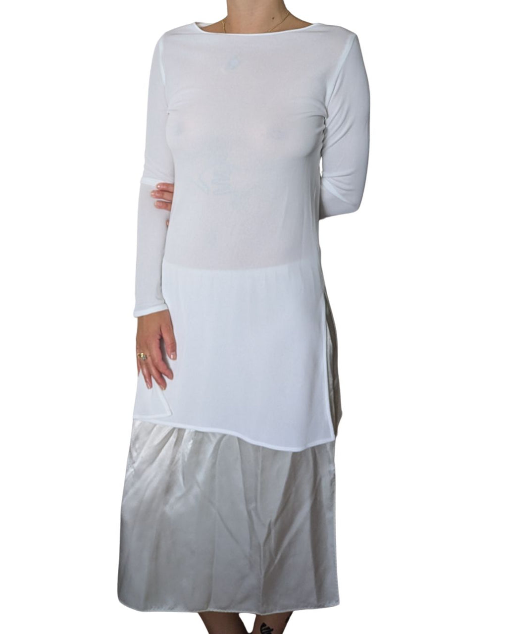 Calvin Klein Collection Spring/Summer 1996 Runway Sheer White Tunic Dress