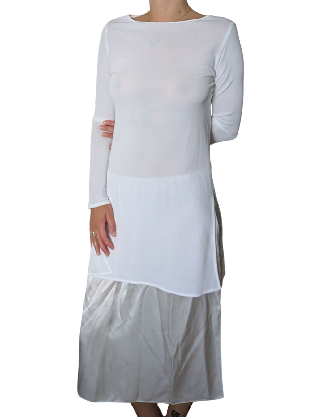 Calvin Klein Collection Spring/Summer 1996 Runway Sheer White Tunic Dress
