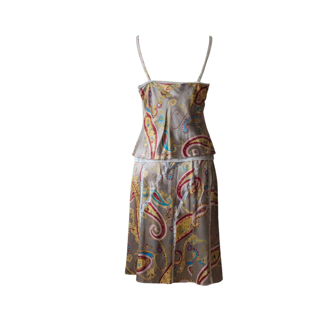 Carolina Herrera 2000s Silk Paisley Two-Piece Set — Camisole & Skirt