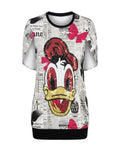 John Galliano Circa 2009 Gazette Print & Donald Duck Sequin Mini Dress