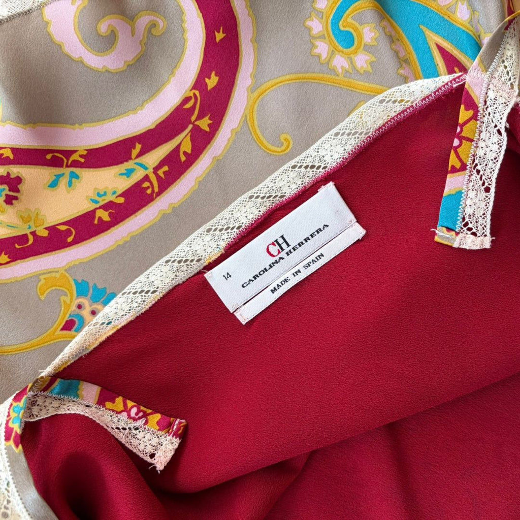 Carolina Herrera 2000s Silk Paisley Two-Piece Set — Camisole & Skirt