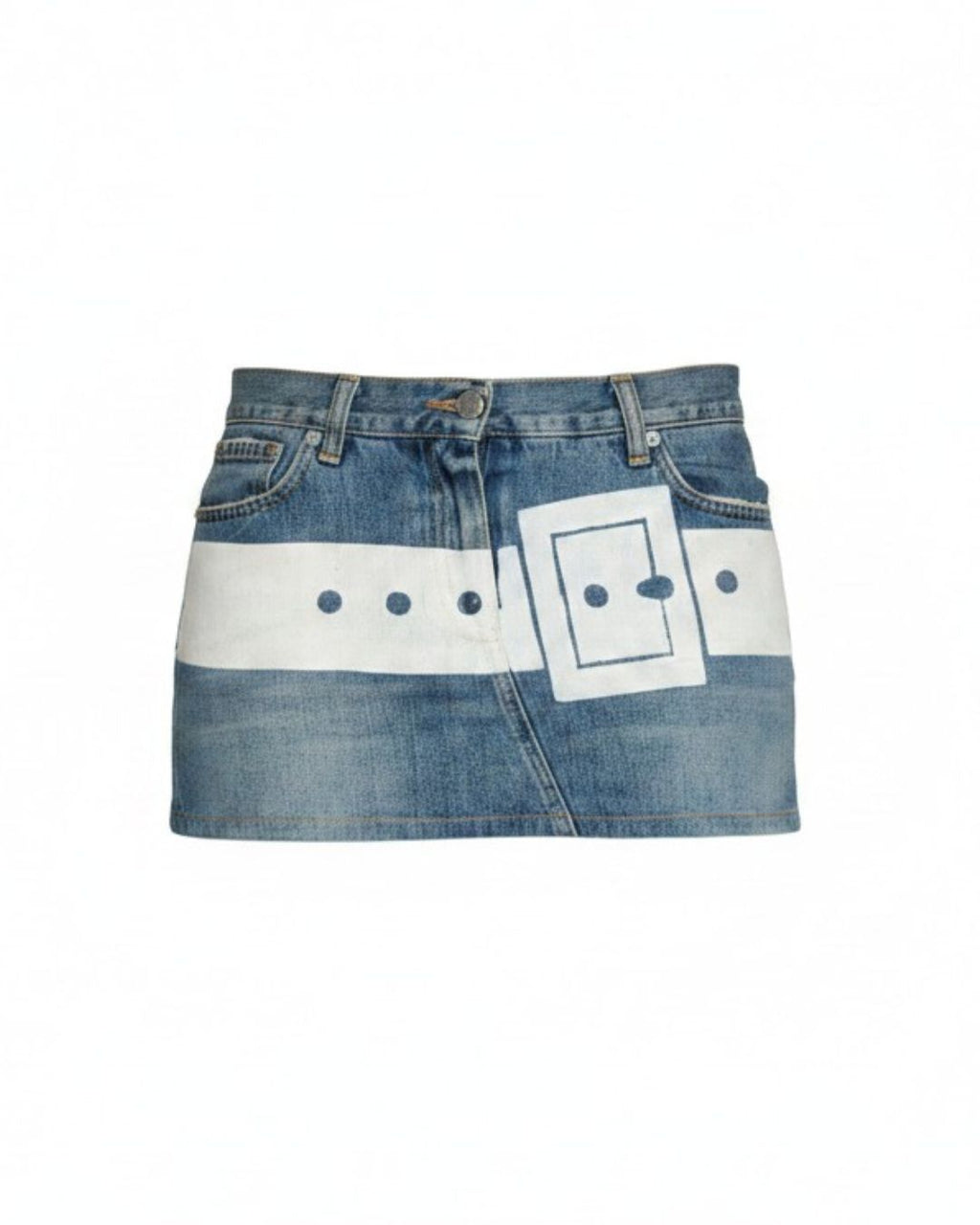 John Richmond Fall/Winter 2002 Trompe-l'Oeil Belt Denim Mini Skirt