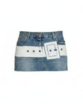 John Richmond Fall/Winter 2002 Trompe-l'Oeil Belt Denim Mini Skirt