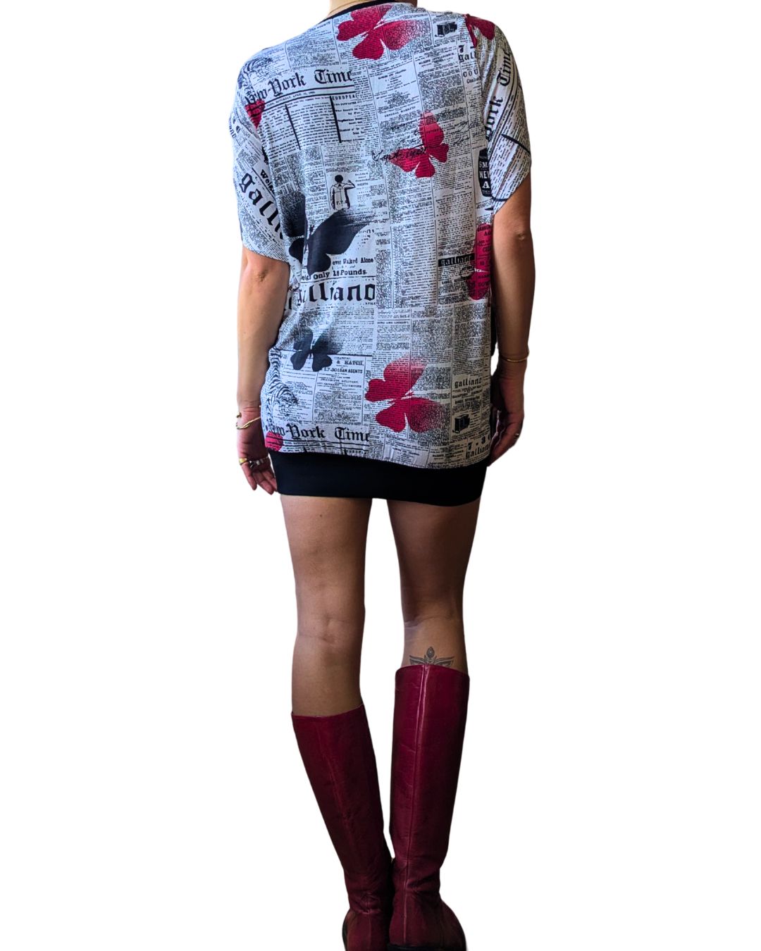 John Galliano Circa 2009 Gazette Print & Donald Duck Sequin Mini Dress