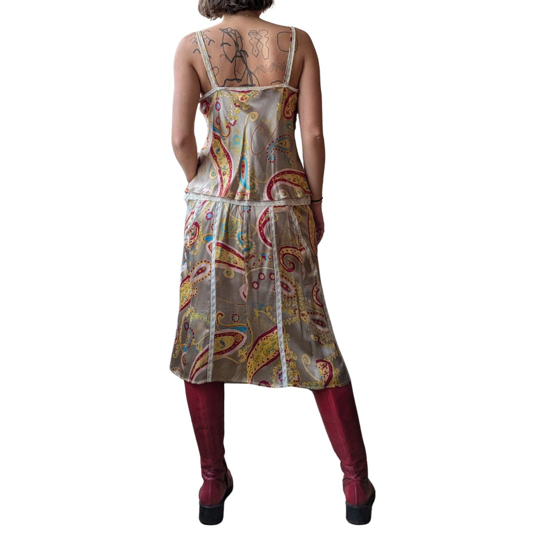 Carolina Herrera 2000s Silk Paisley Two-Piece Set — Camisole & Skirt