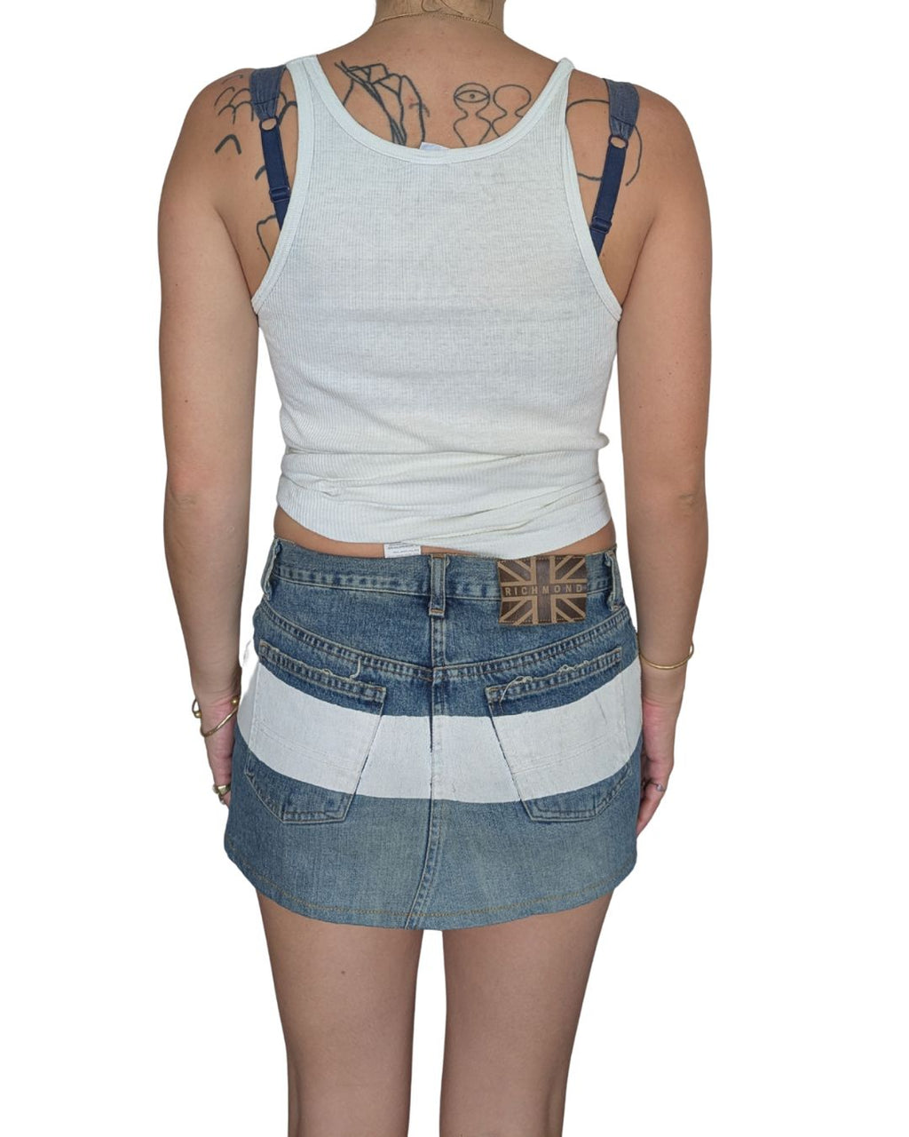John Richmond Fall/Winter 2002 Trompe-l'Oeil Belt Denim Mini Skirt