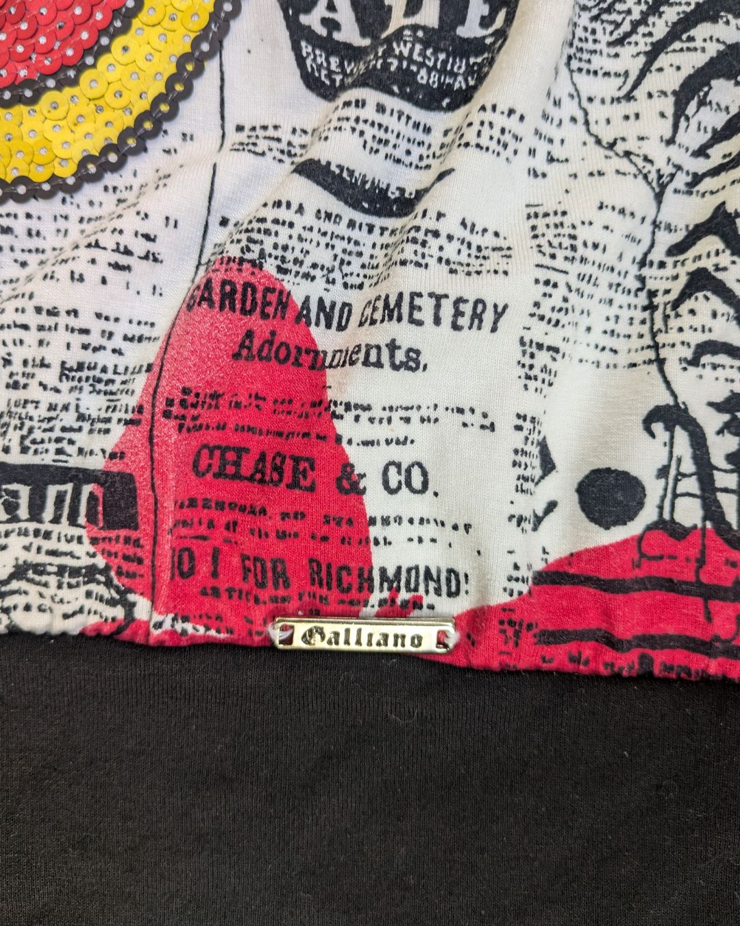 John Galliano Circa 2009 Gazette Print & Donald Duck Sequin Mini Dress