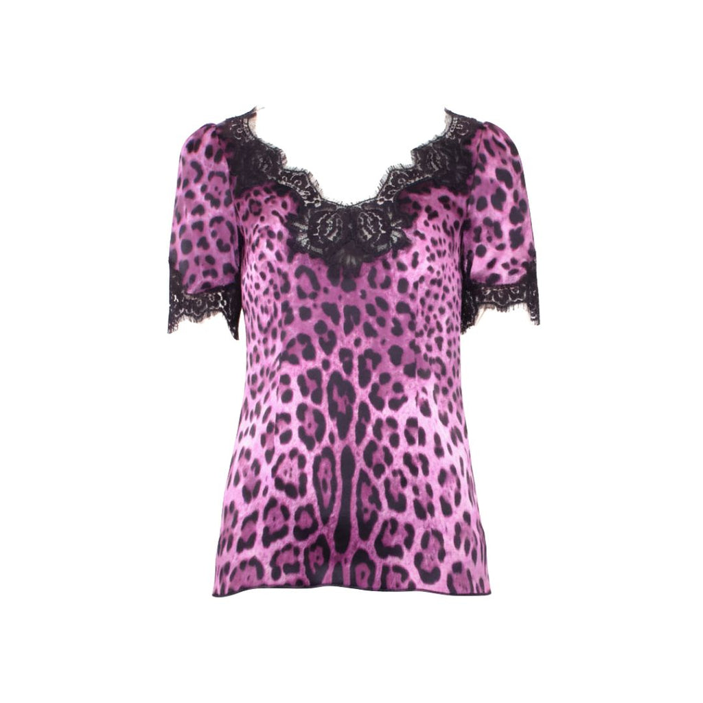 D&G 2000s Pink & Purple Leopard Print Corset Top & Matching Scarf Set