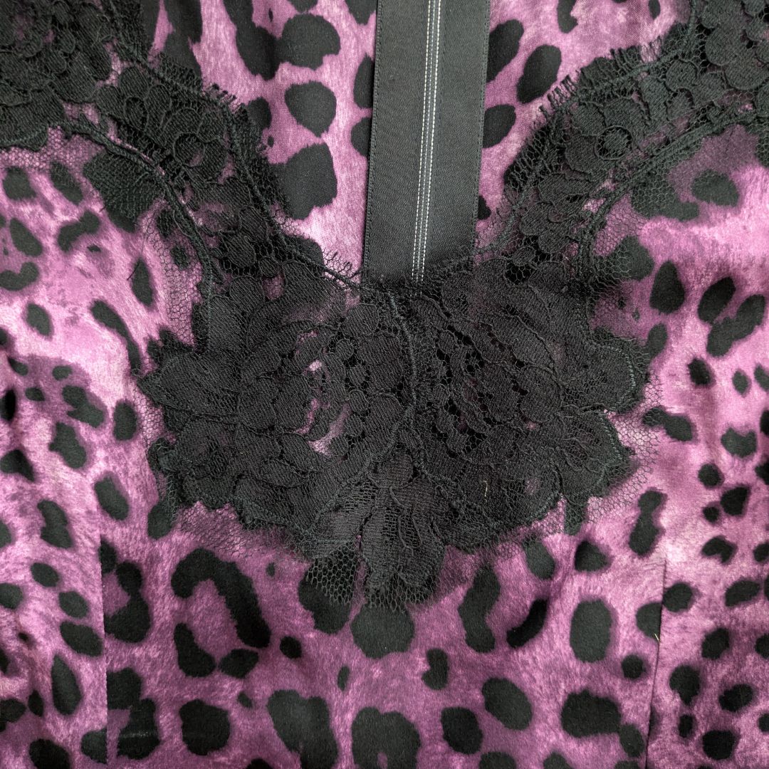 D&G 2000s Pink & Purple Leopard Print Corset Top & Matching Scarf Set