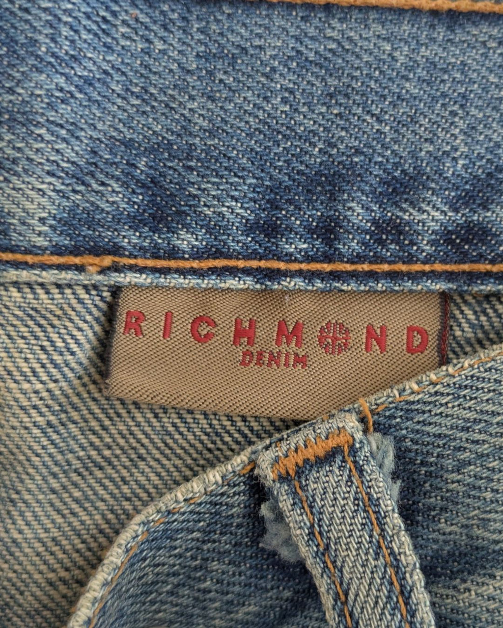 John Richmond Fall/Winter 2002 Trompe-l'Oeil Belt Denim Mini Skirt
