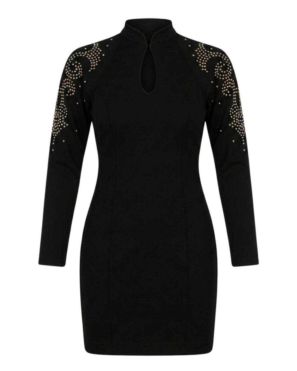 Lillie Rubin 1980s Studded Mock-Neck Cocktail Dress — Made in USA