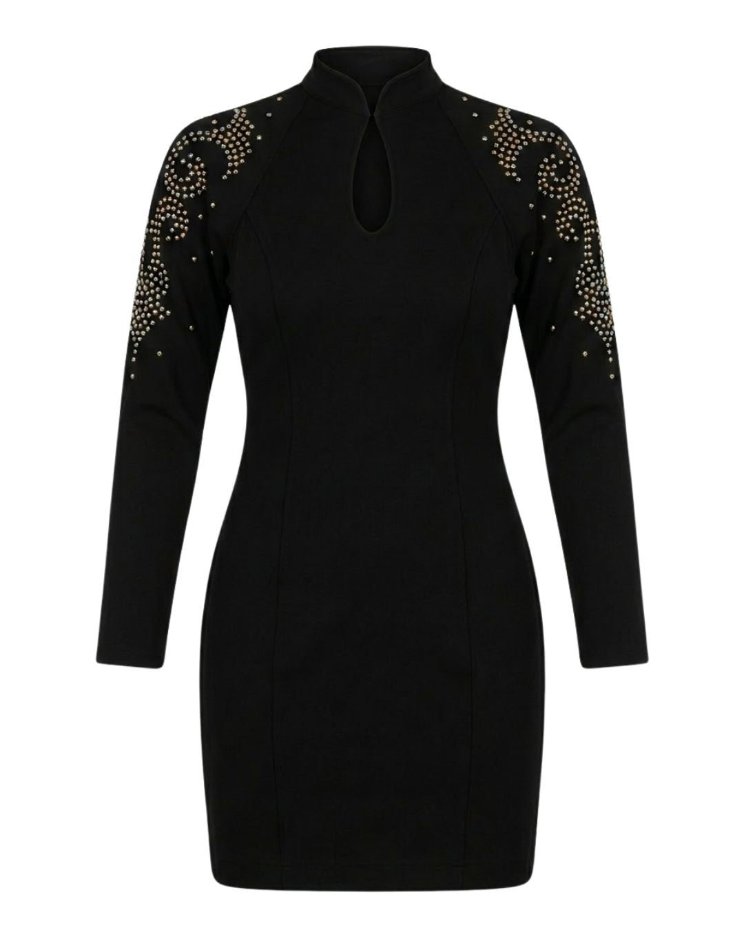 Lillie Rubin 1980s Studded Mock-Neck Cocktail Dress — Made in USA