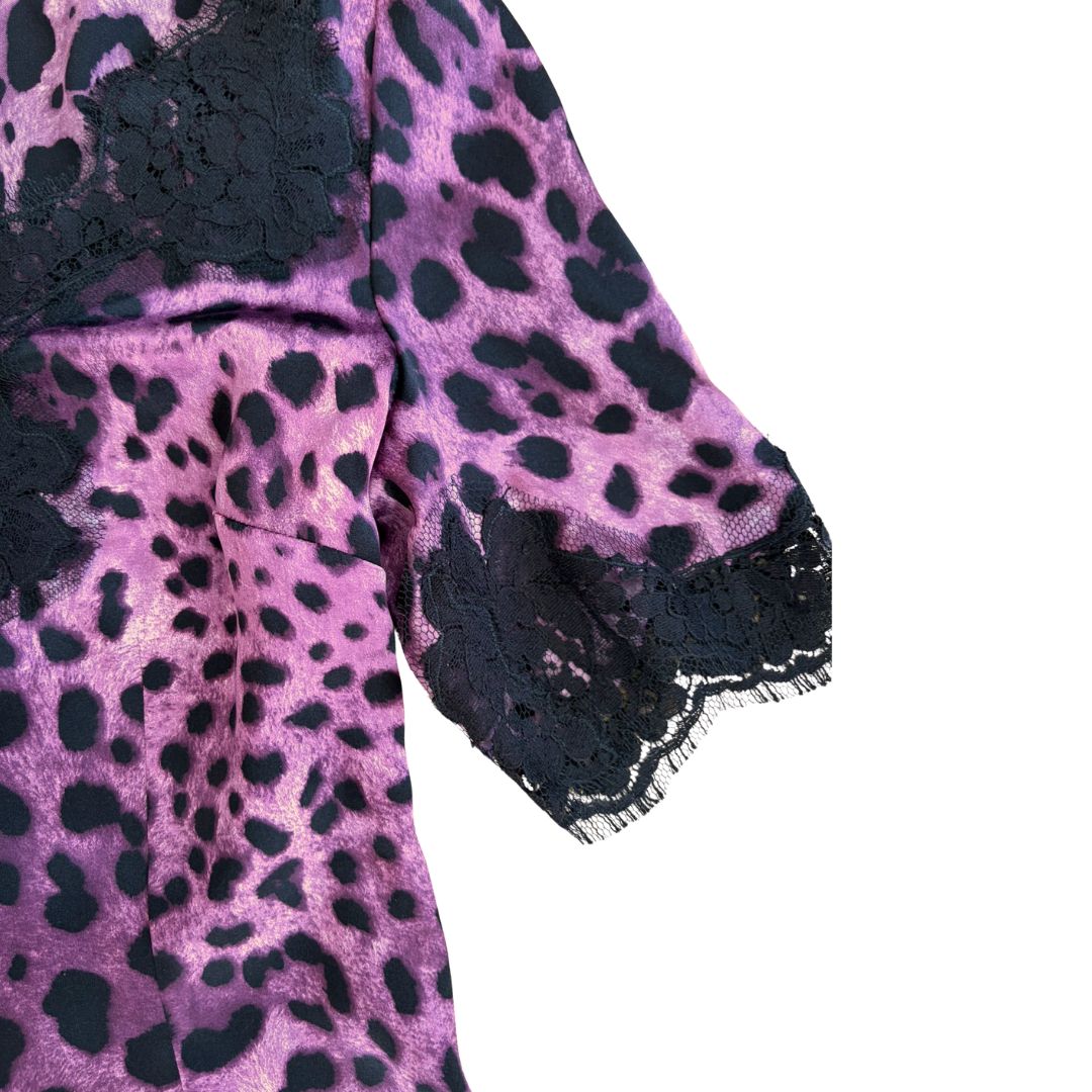 D&G 2000s Pink & Purple Leopard Print Corset Top & Matching Scarf Set