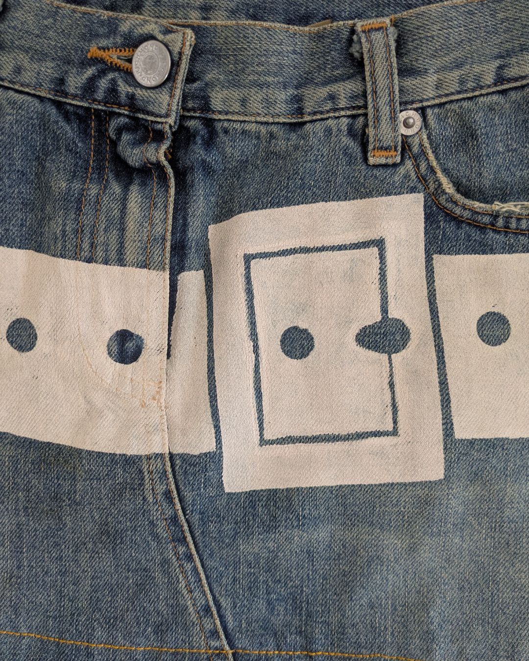 John Richmond Fall/Winter 2002 Trompe-l'Oeil Belt Denim Mini Skirt
