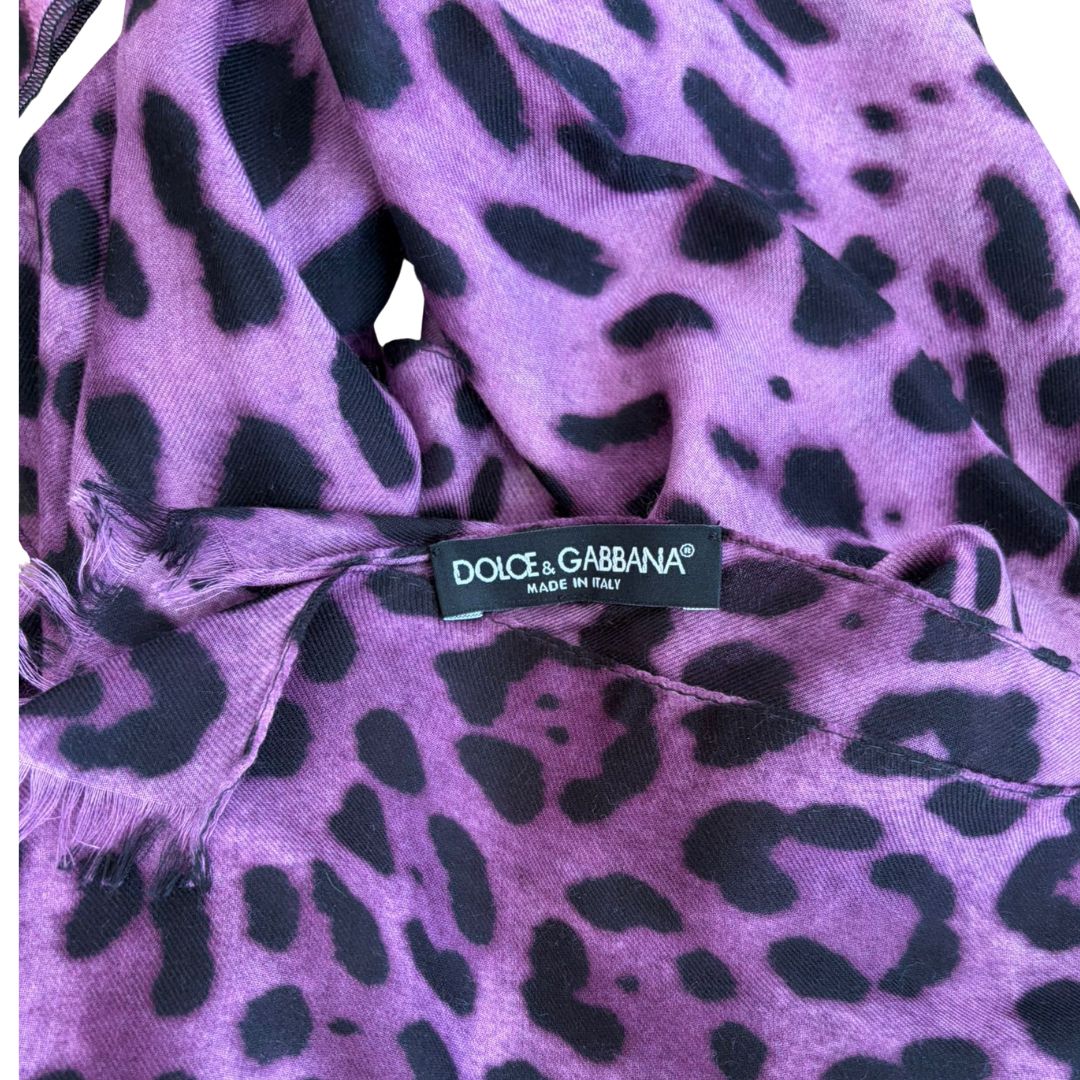 D&G 2000s Pink & Purple Leopard Print Corset Top & Matching Scarf Set