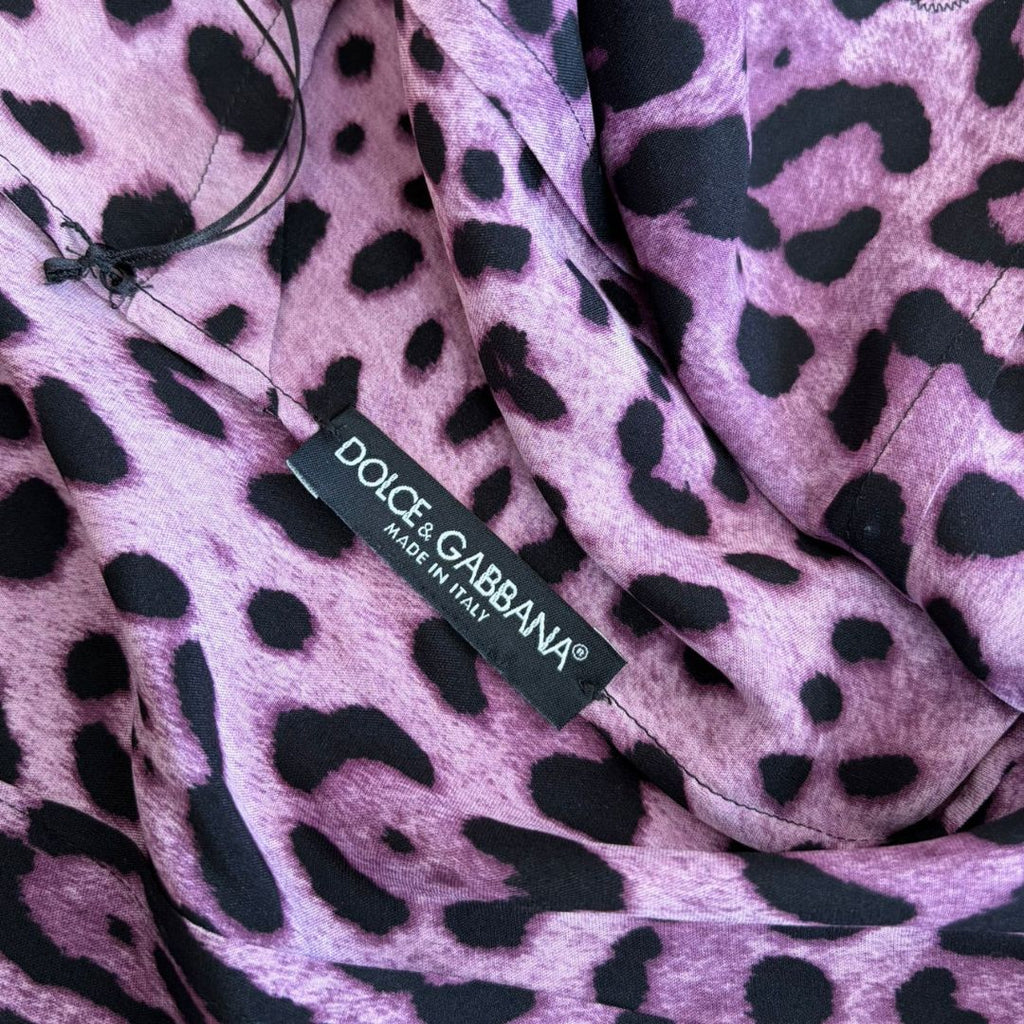 D&G 2000s Pink & Purple Leopard Print Corset Top & Matching Scarf Set
