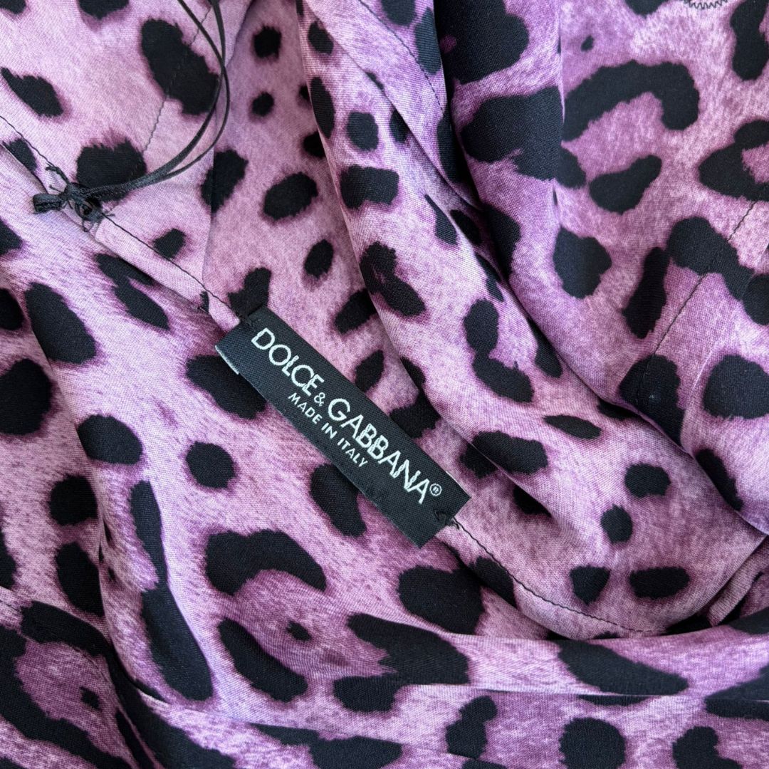 D&G 2000s Pink & Purple Leopard Print Corset Top & Matching Scarf Set