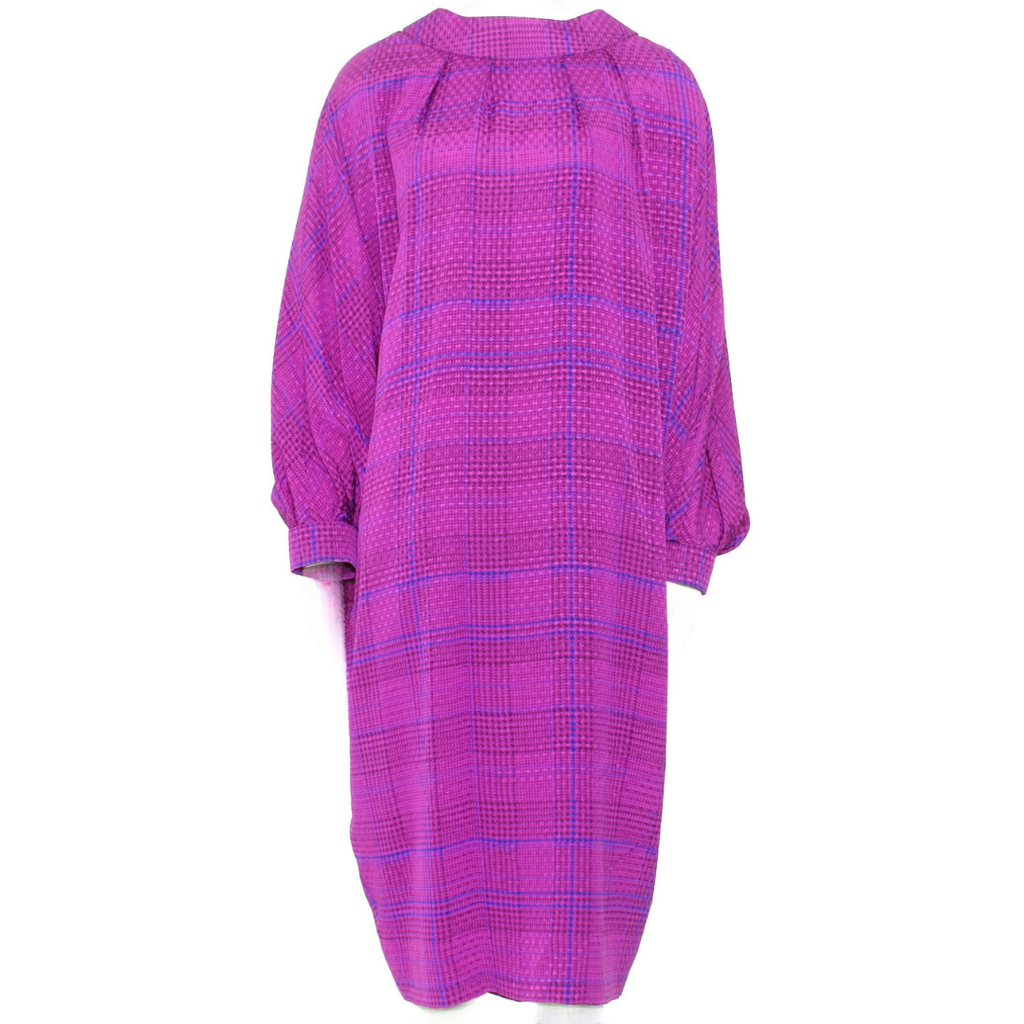 Pierre Cardin Fall/Winter 1983-1984 Fuchsia Plaid Ovoid Dress