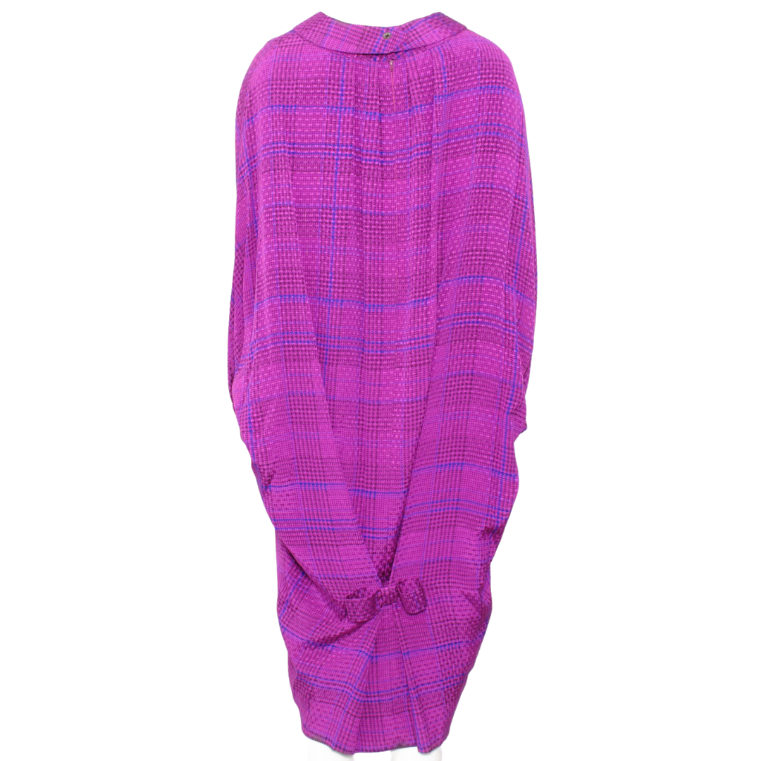 Pierre Cardin Fall/Winter 1983-1984 Fuchsia Plaid Ovoid Dress