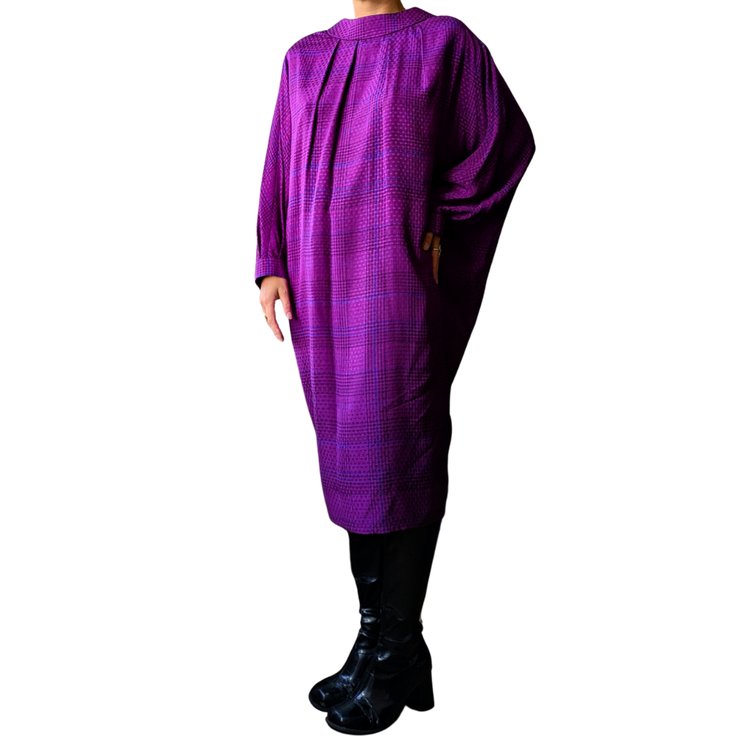 Pierre Cardin Fall/Winter 1983-1984 Fuchsia Plaid Ovoid Dress