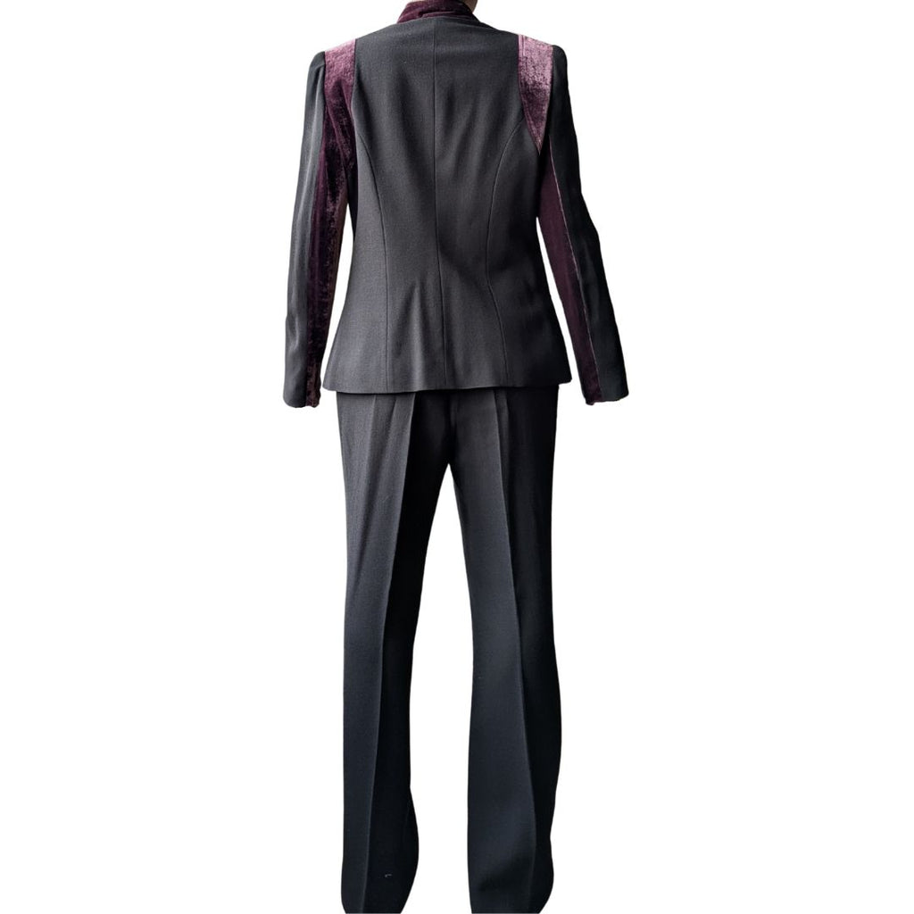 Loulou de la Falaise 2000s Baroque Pant Suit — Chocolate Crepe & Plum Velvet