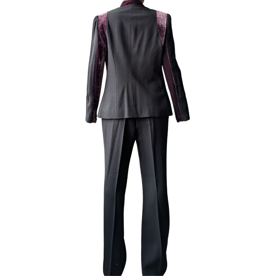 Loulou de la Falaise 2000s Baroque Pant Suit — Chocolate Crepe & Plum Velvet
