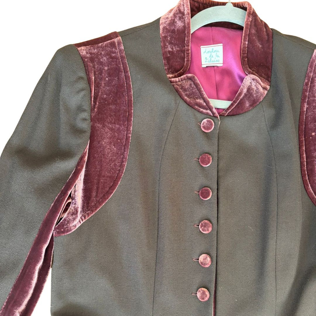 Loulou de la Falaise 2000s Baroque Pant Suit — Chocolate Crepe & Plum Velvet