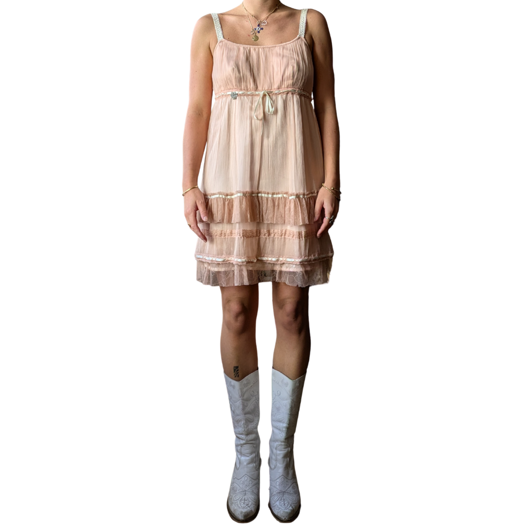 John Galliano Spring/Summer 2009 Pink Silk Chiffon Boudoir Slip Dress