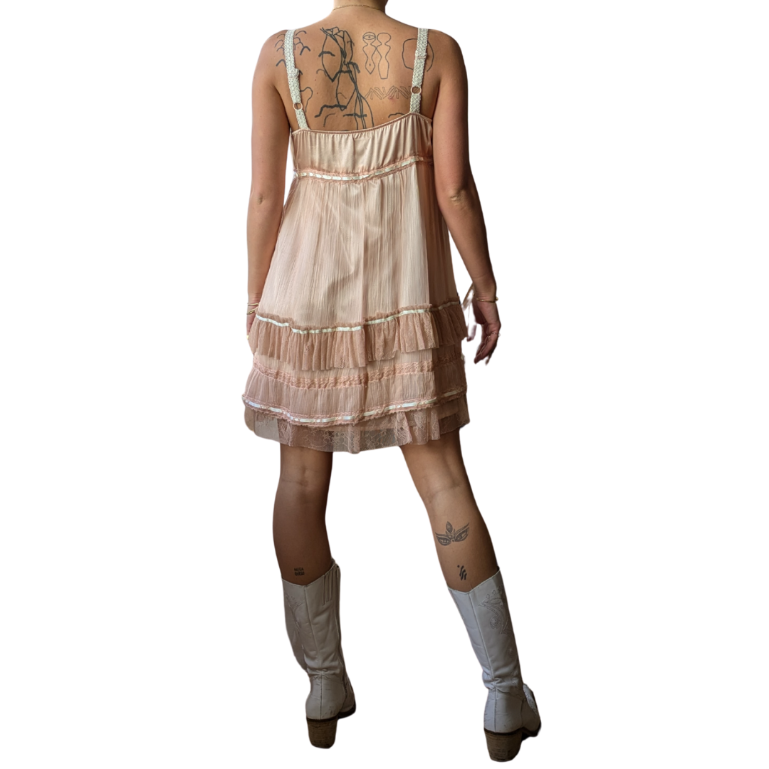 John Galliano Spring/Summer 2009 Pink Silk Chiffon Boudoir Slip Dress