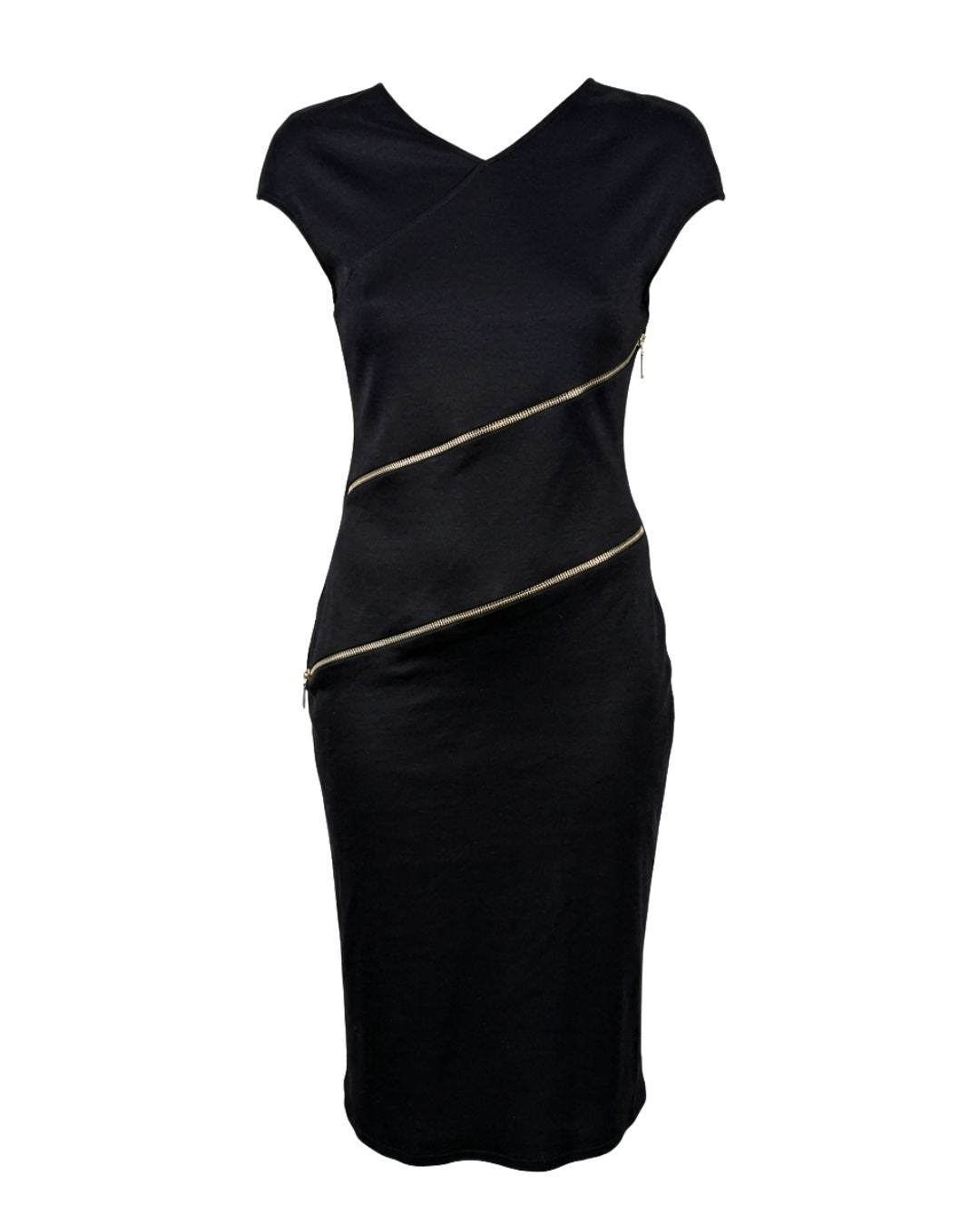 Paco Rabanne Spring/Summer 2001 Black Cotton Jersey Asymmetric Zip Dress