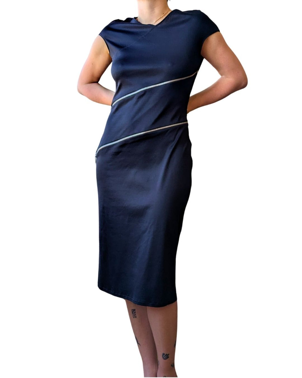 Paco Rabanne Spring/Summer 2001 Black Cotton Jersey Asymmetric Zip Dress