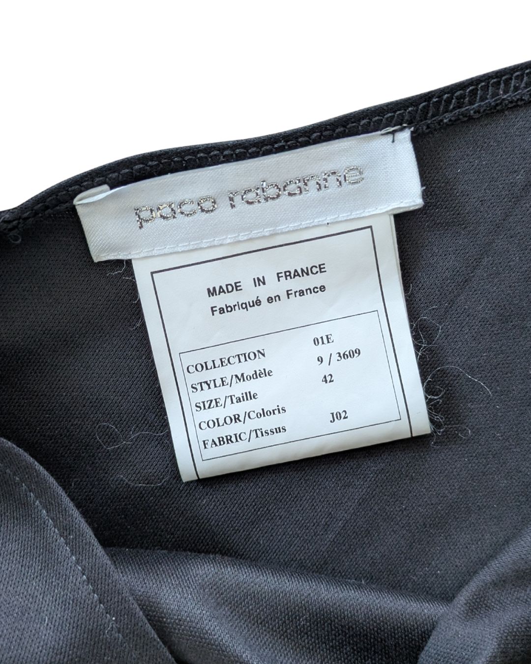Paco Rabanne Spring/Summer 2001 Black Cotton Jersey Asymmetric Zip Dress