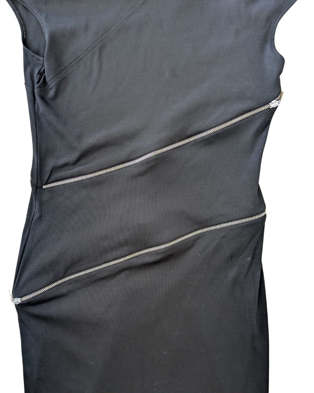 Paco Rabanne Spring/Summer 2001 Black Cotton Jersey Asymmetric Zip Dress