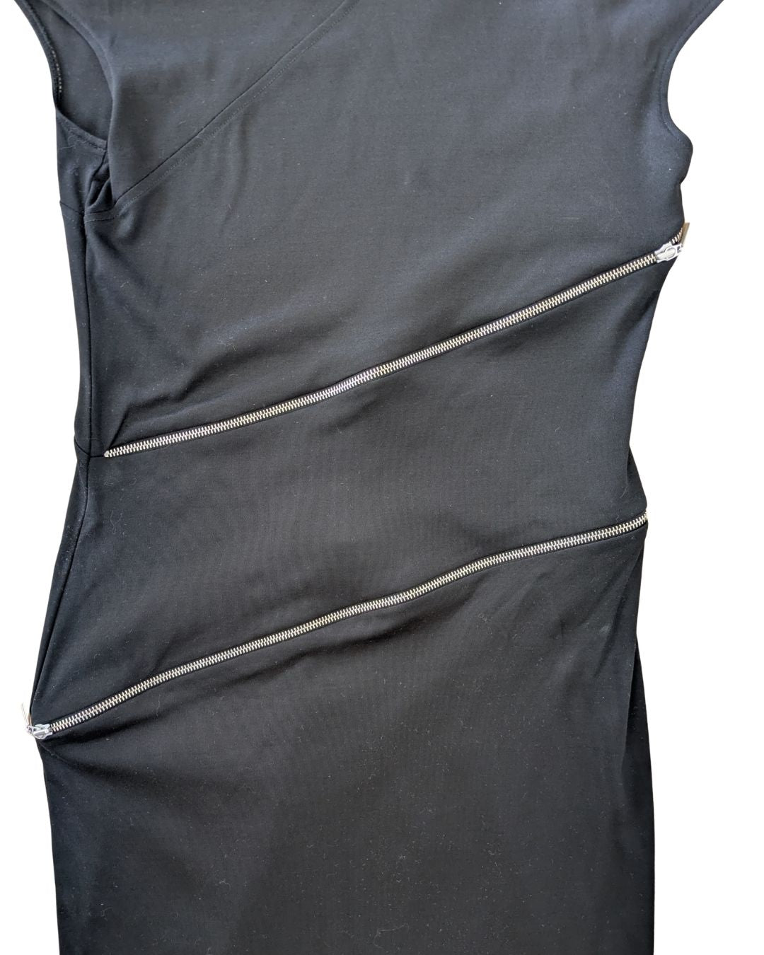 Paco Rabanne Spring/Summer 2001 Black Cotton Jersey Asymmetric Zip Dress