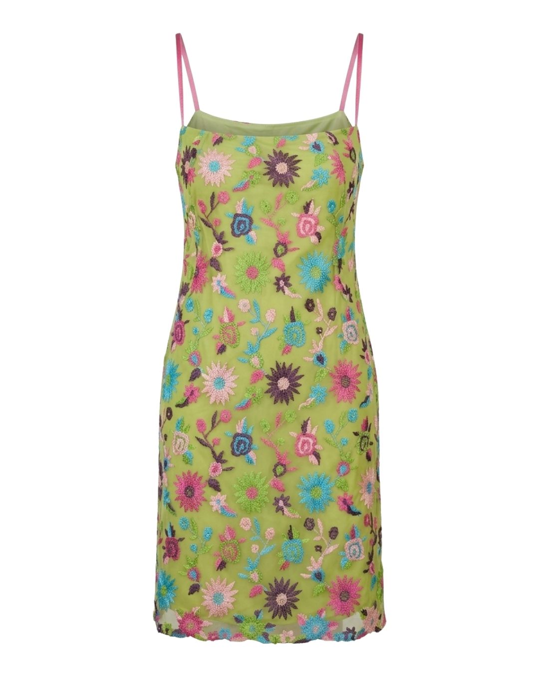 Christian Lacroix Bazar Early 2000s Floral Embroidered Tulle Midi Dress