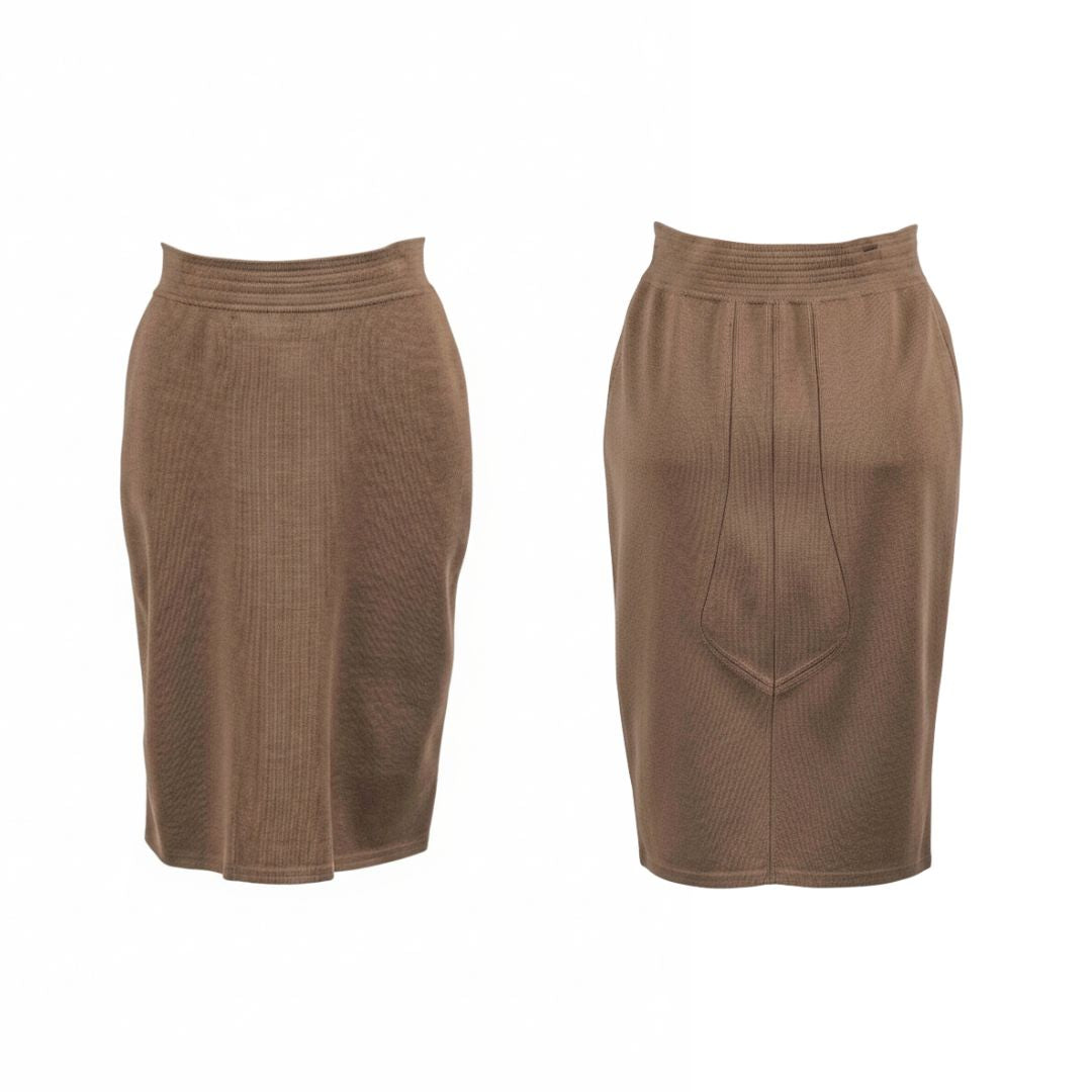 Azzedine Alaïa Circa Spring 1993 Camel Wool & Carbon Fiber Pencil Skirt
