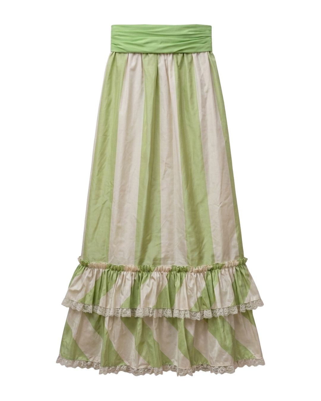 Yves Saint Laurent Rive Gauche (Attributed) Late 1970s Striped Silk Faille Maxi Skirt