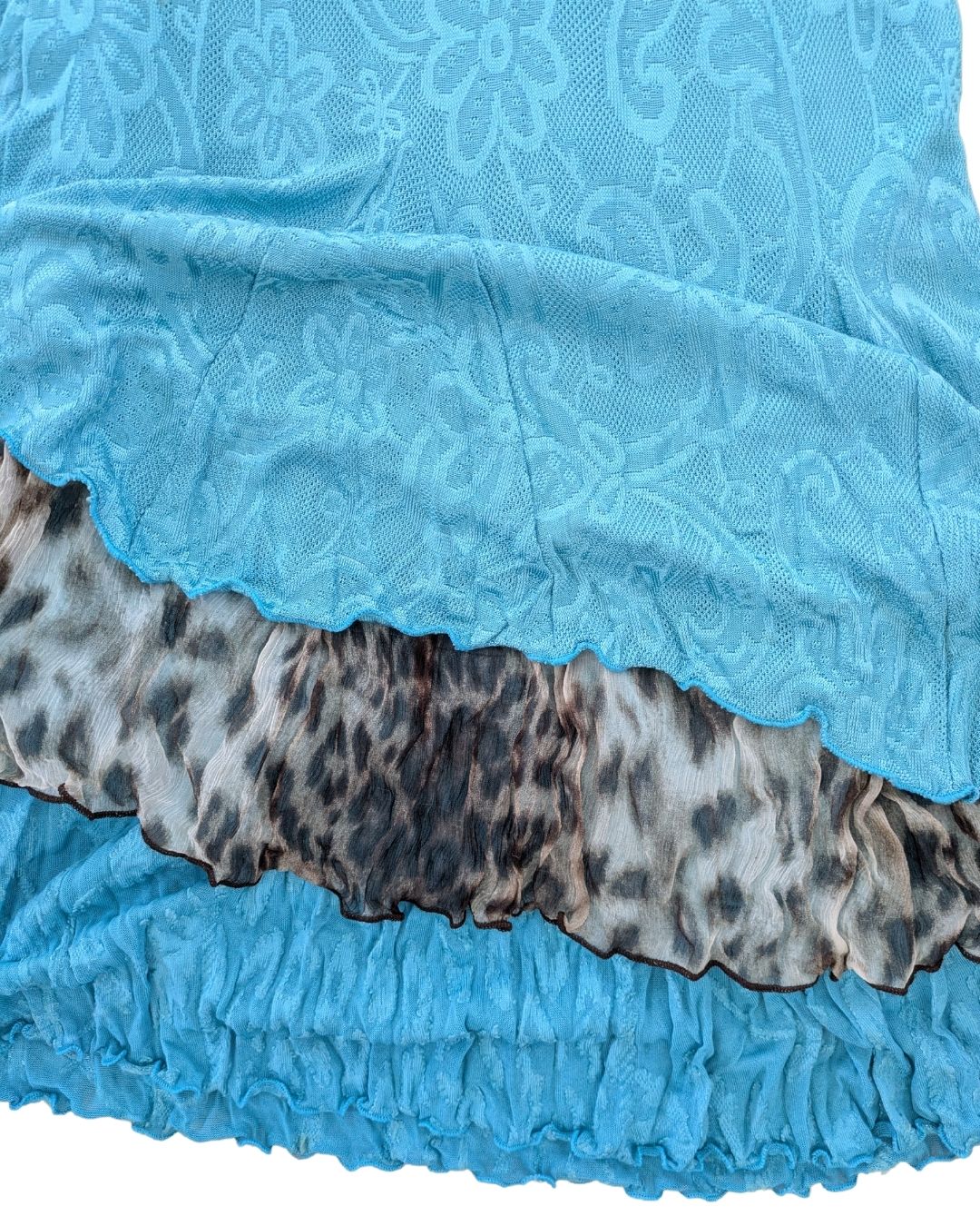 Class Roberto Cavalli 2003 Turquoise Backless Dress — Leopard Lining & Lace