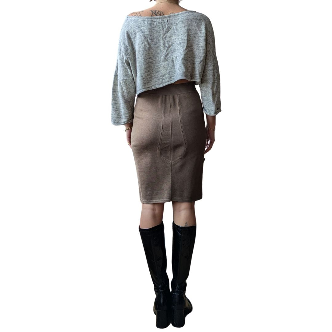 Azzedine Alaïa Circa Spring 1993 Camel Wool & Carbon Fiber Pencil Skirt
