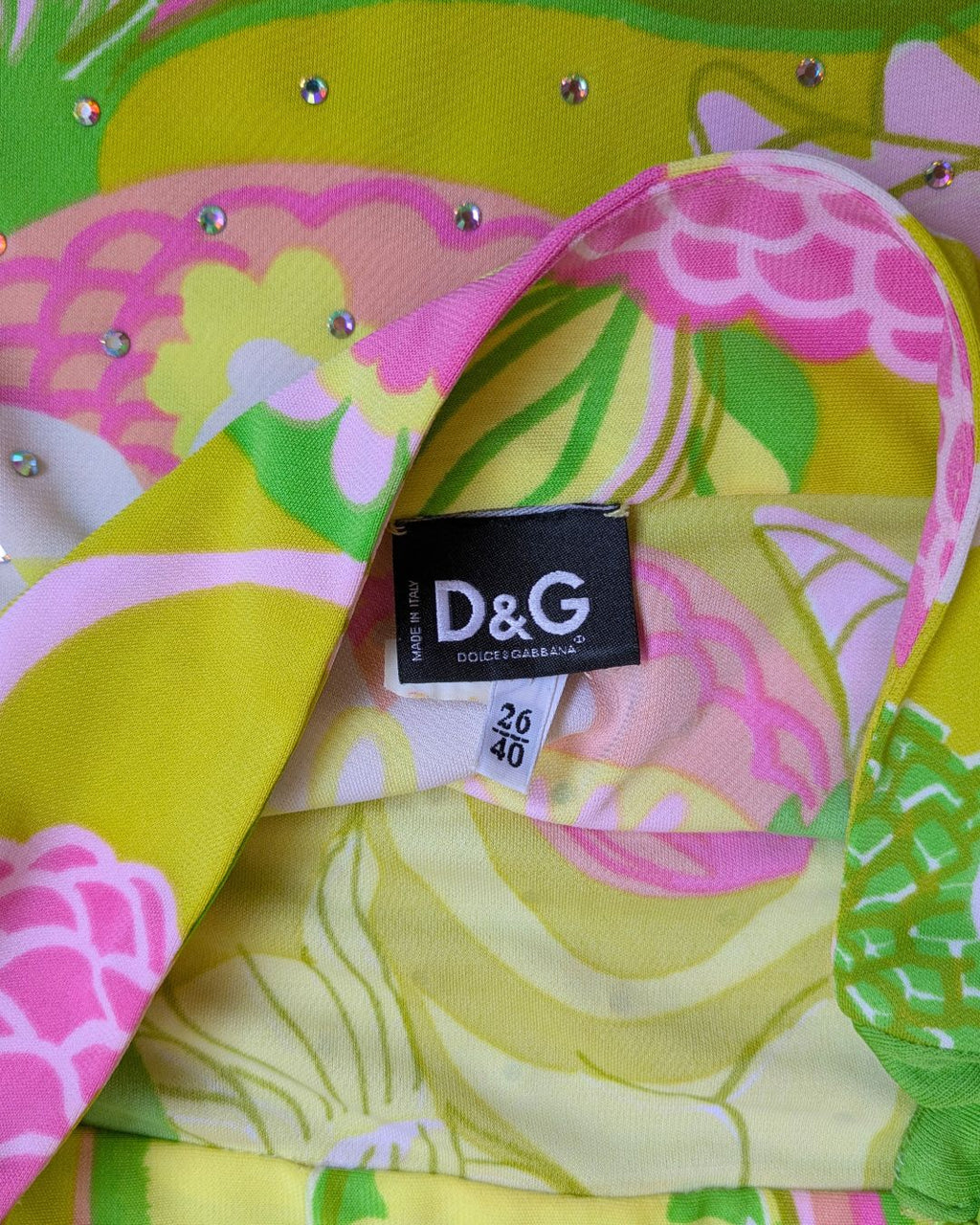 D&G Dolce & Gabbana Spring/Summer 2004 Floral Swarovski Crystal Mini Dress