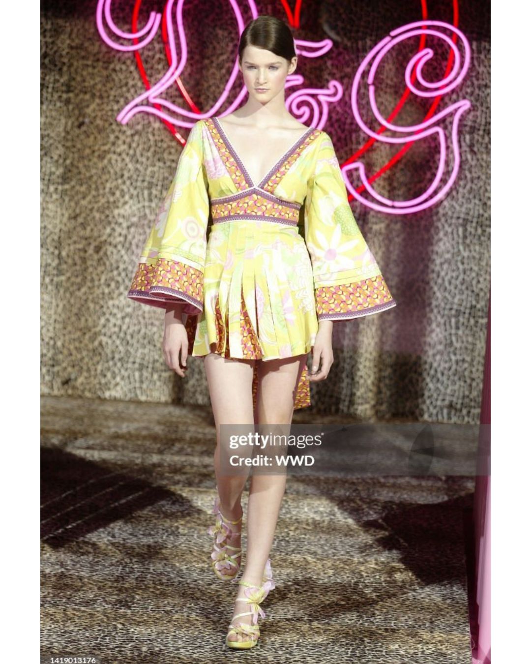 D&G Dolce & Gabbana Spring/Summer 2004 Floral Swarovski Crystal Mini Dress