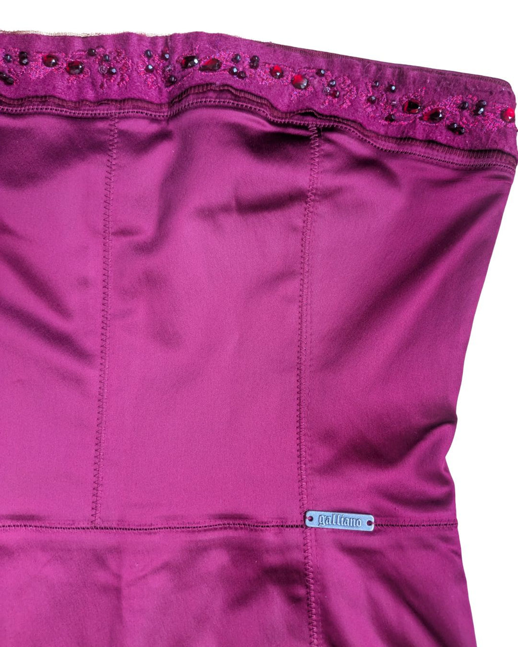 John Galliano Circa 2007 Deep Bordeaux Beaded Bustier Tube Dress