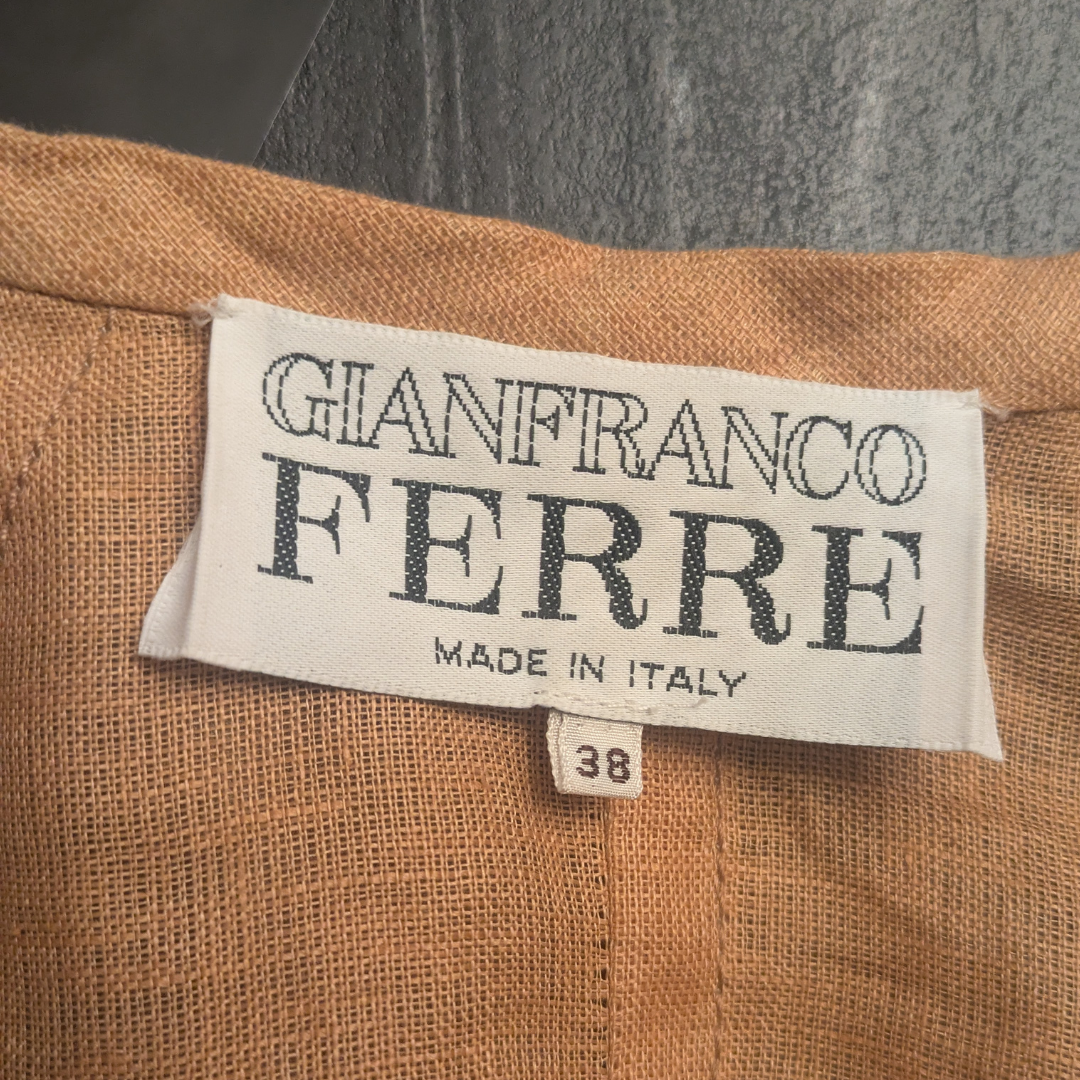 Gianfranco Ferré 1990s Reversible Linen Taffeta Kimono Coat with Leather Belt