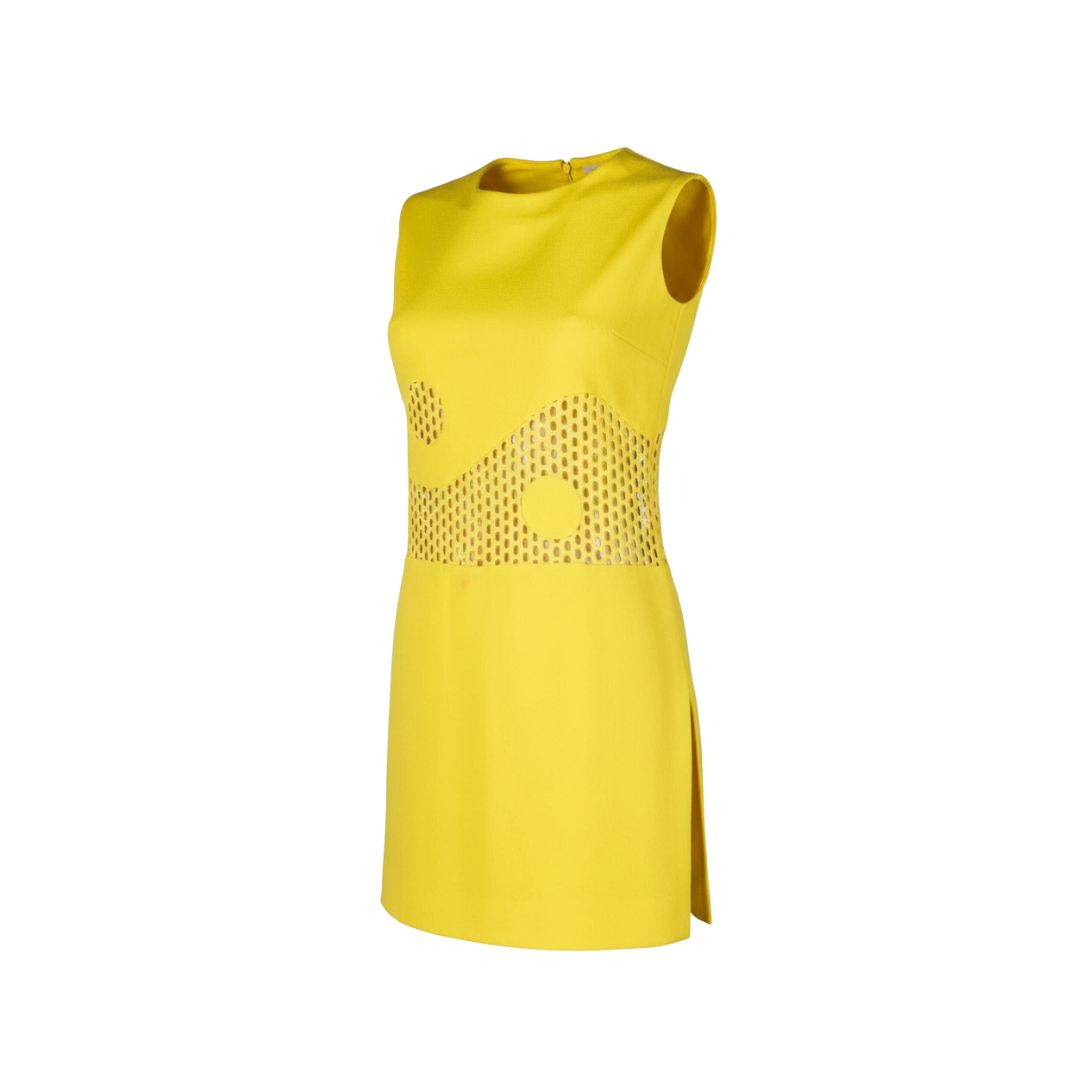 Pierre Cardin Circa 1968-1970 Space Age Yellow Jersey Mini Dress
