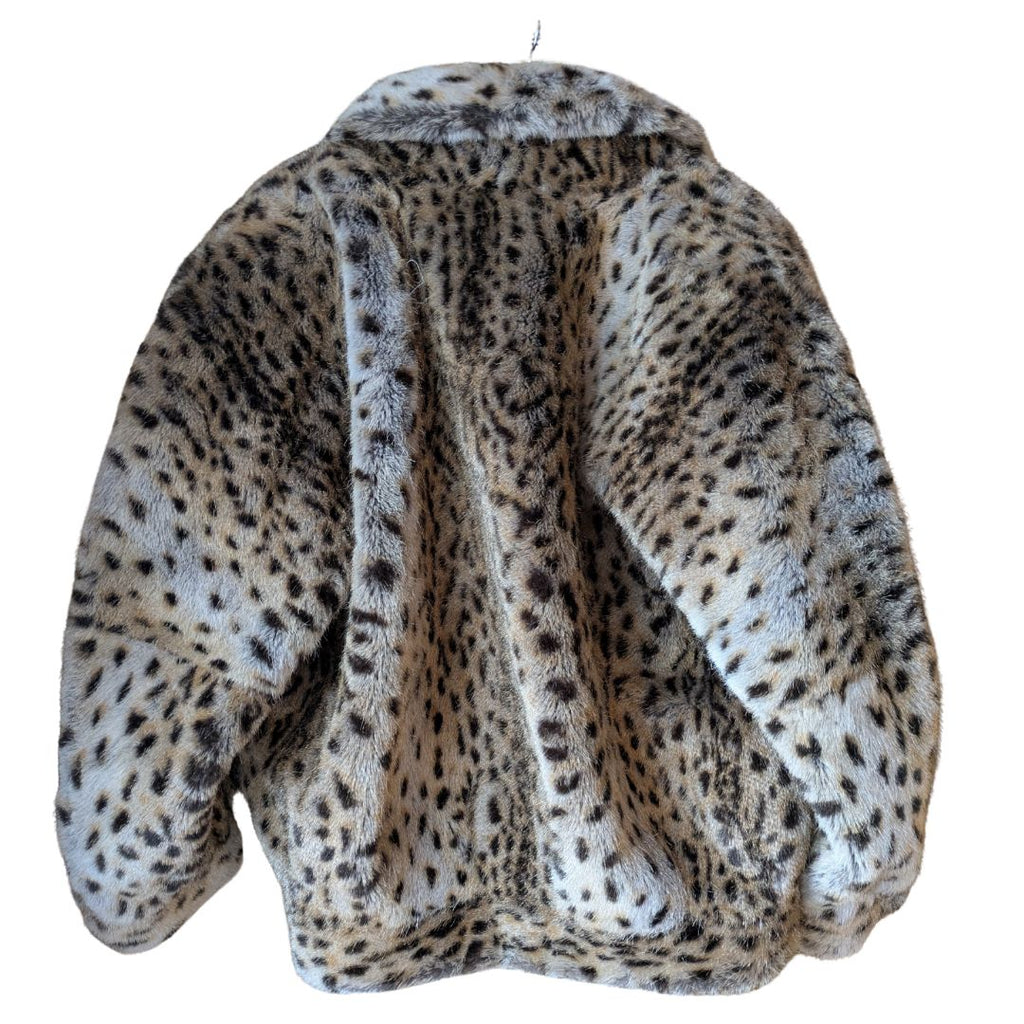 Jean Louis de Paris Circa 1980s-90s Faux Fur Leopard Print Jacket — Shawl Collar