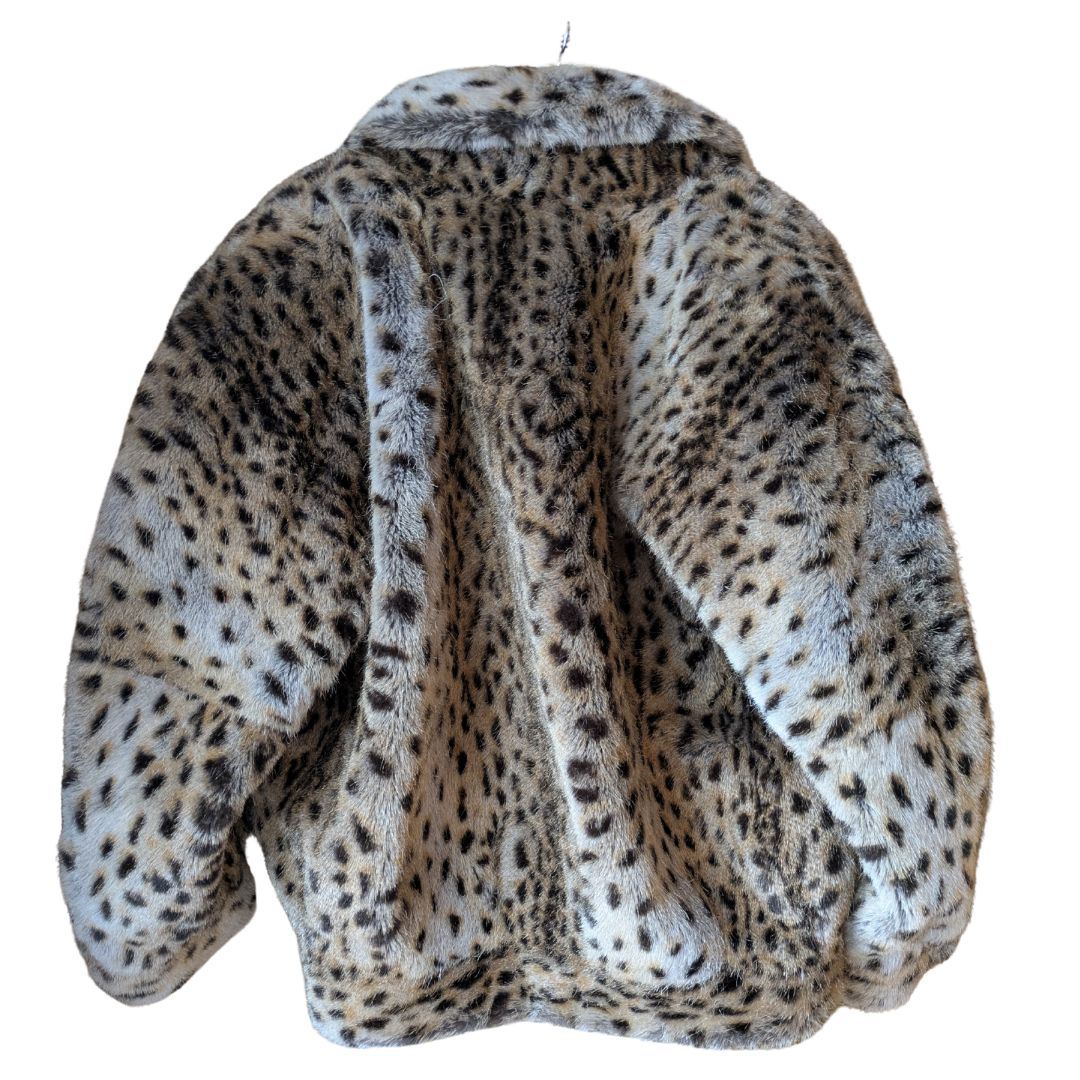 Jean Louis de Paris Circa 1980s-90s Faux Fur Leopard Print Jacket — Shawl Collar