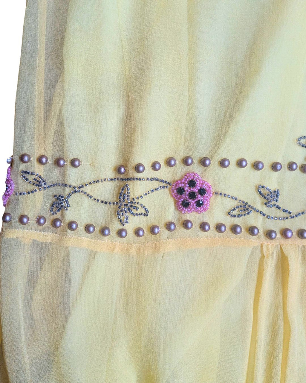 Blumarine Couture Spring/Summer 2004 Runway Butter Yellow Beaded Silk Dress & Slip